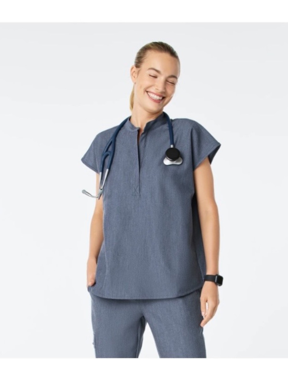 Women’s Figs Oversized Rafaela Scrub Top Heather Denim